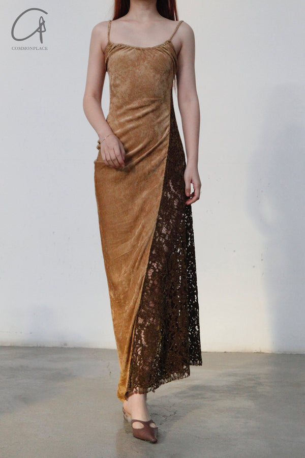 OUDE WAAG Core Velvet Strap Dress OW-23SS-DS10 Ginger